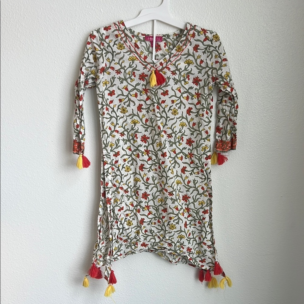 Floral Kids Dress with Tassels Size 4-5